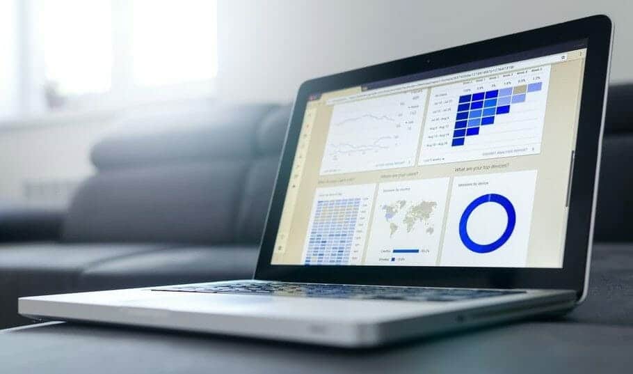 Data visualistion example - graphs on laptop